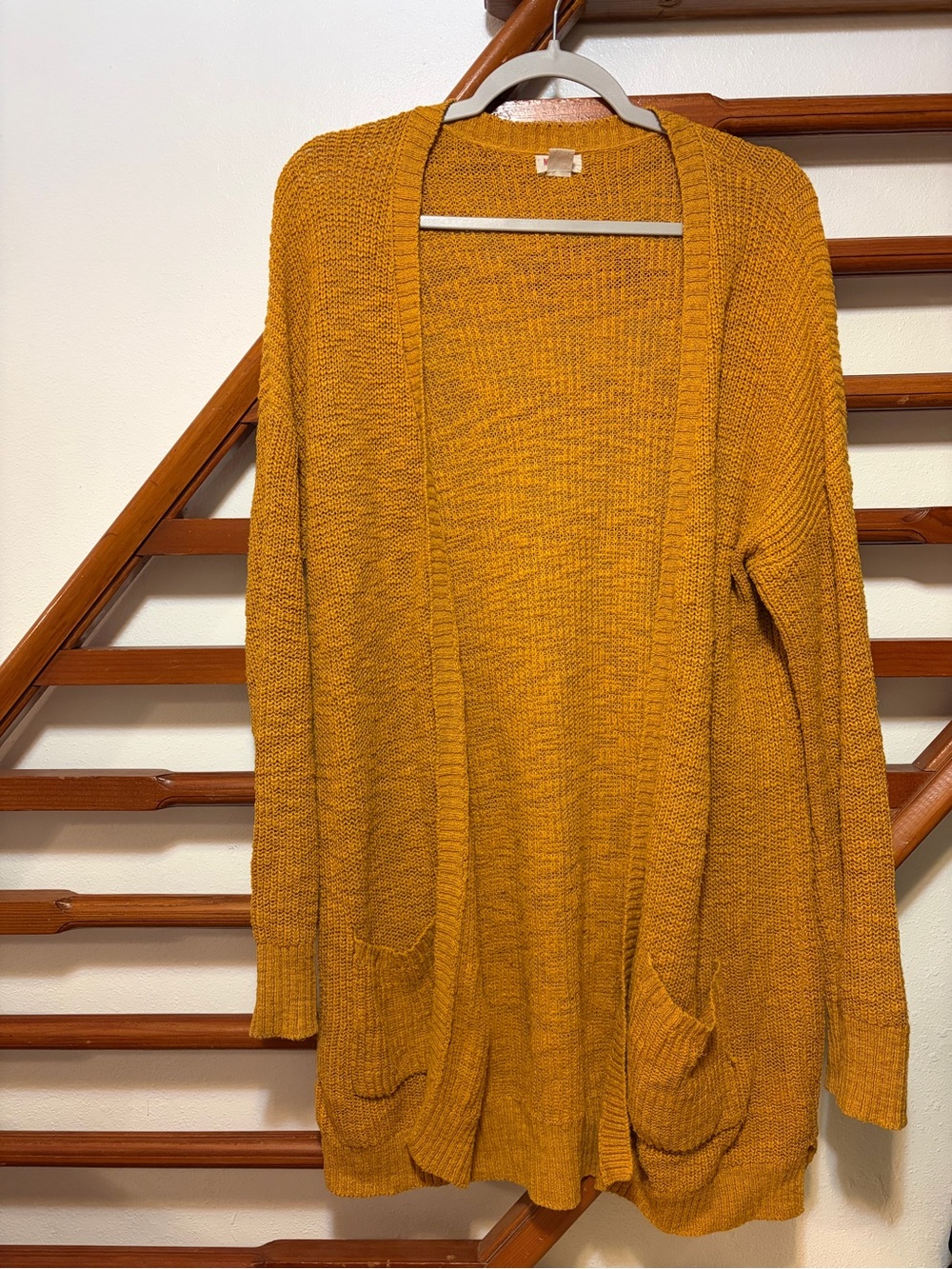 Mustard Open-Front Women's Cardigan Sweater